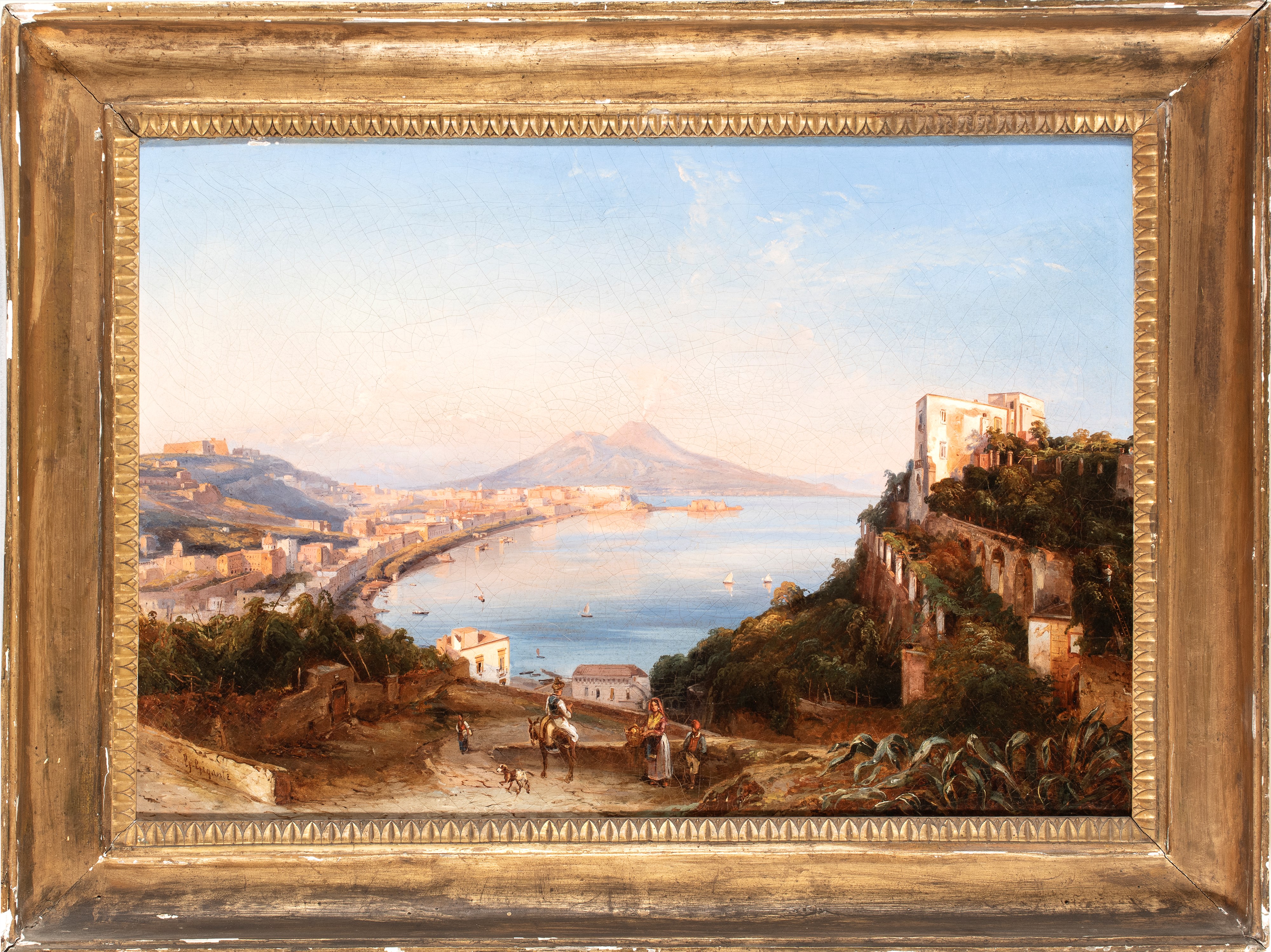 Giacinto Gigante - Veduta del golfo di Napoli, olio su tela