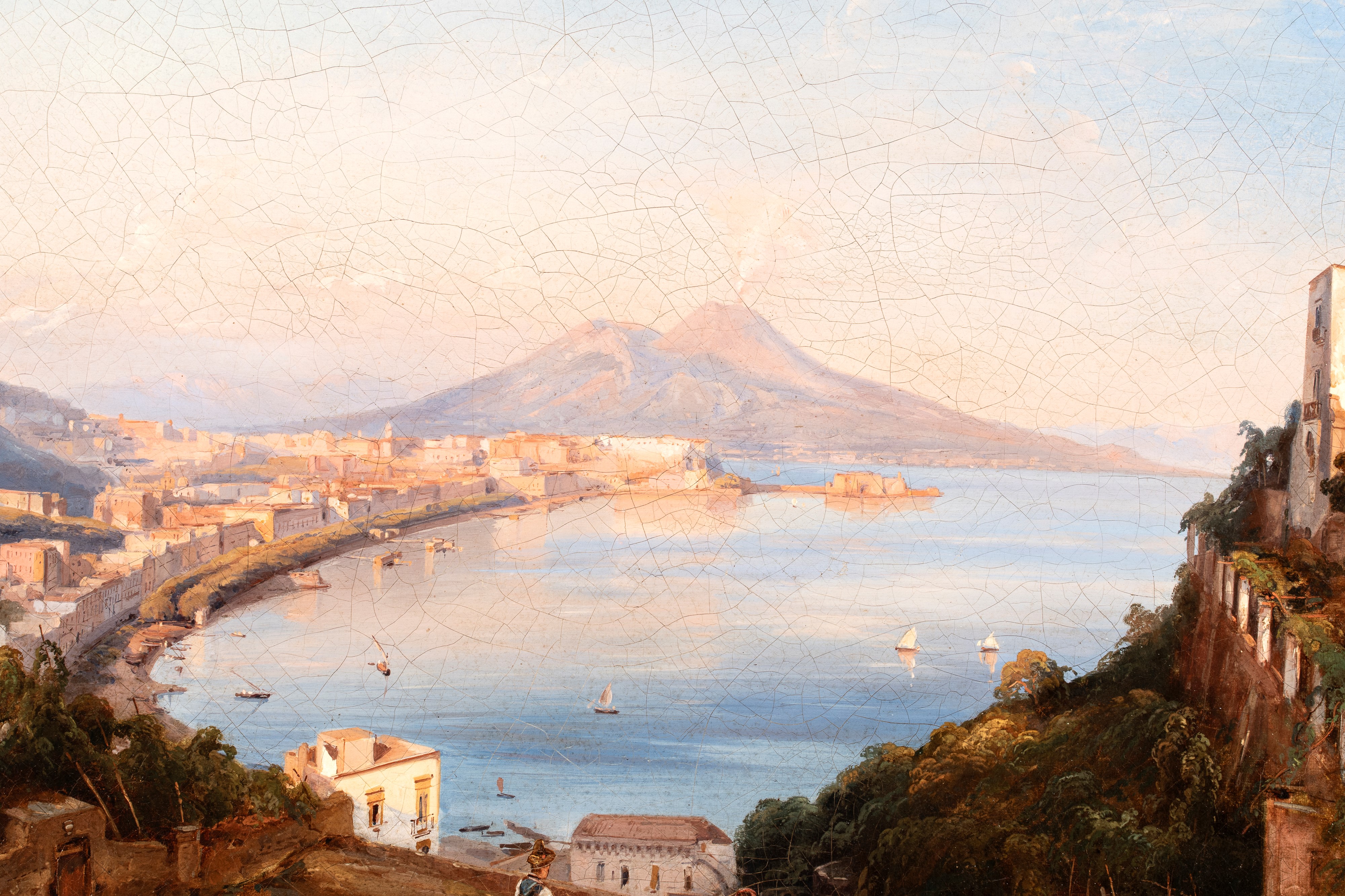 Giacinto Gigante - Veduta del golfo di Napoli, olio su tela