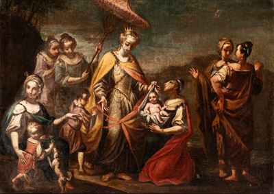 Il ritrovamento di Mosè, olio su tela