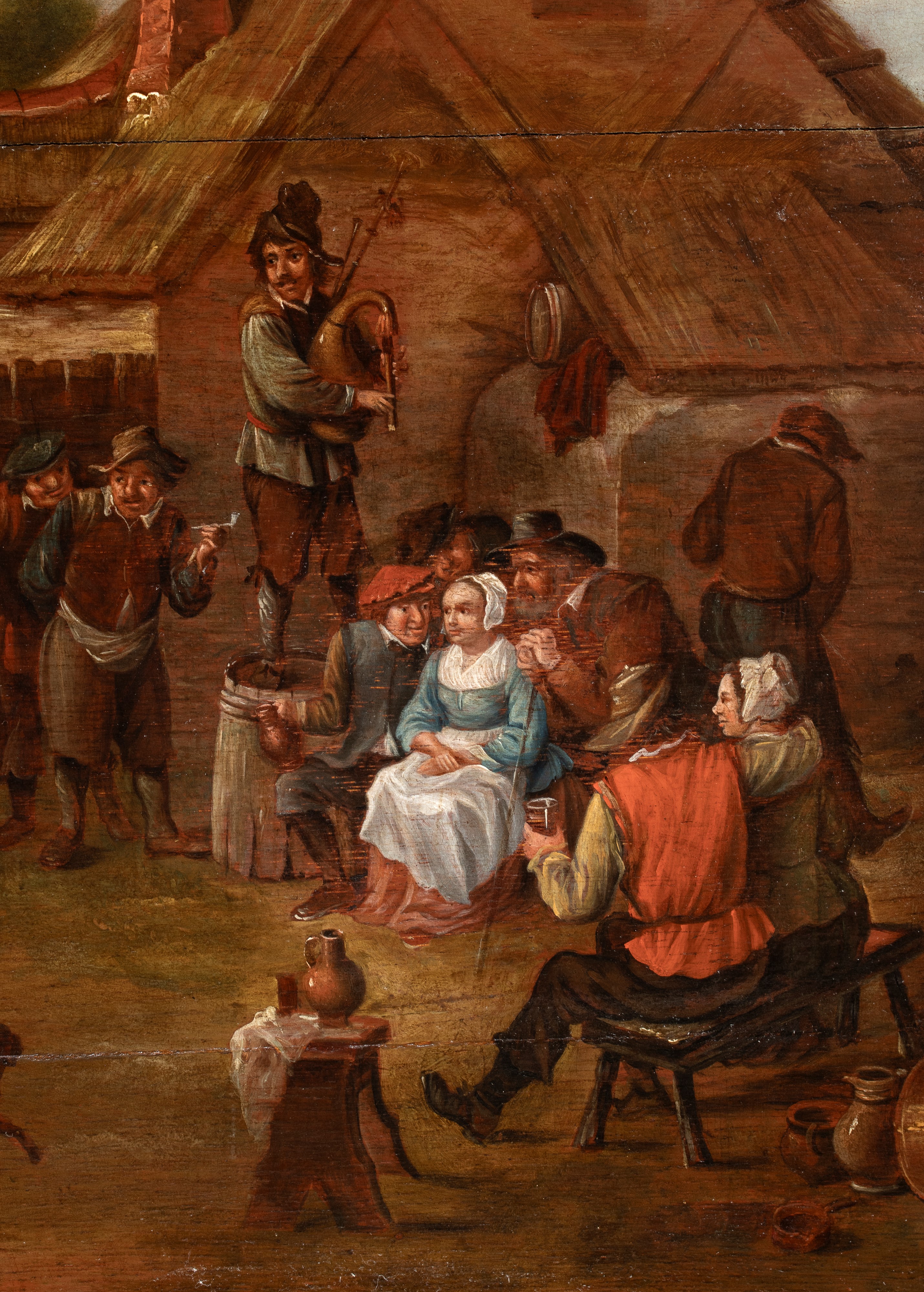 David Teniers il Giovane - Villaggio con festa contadina, olio su tavola