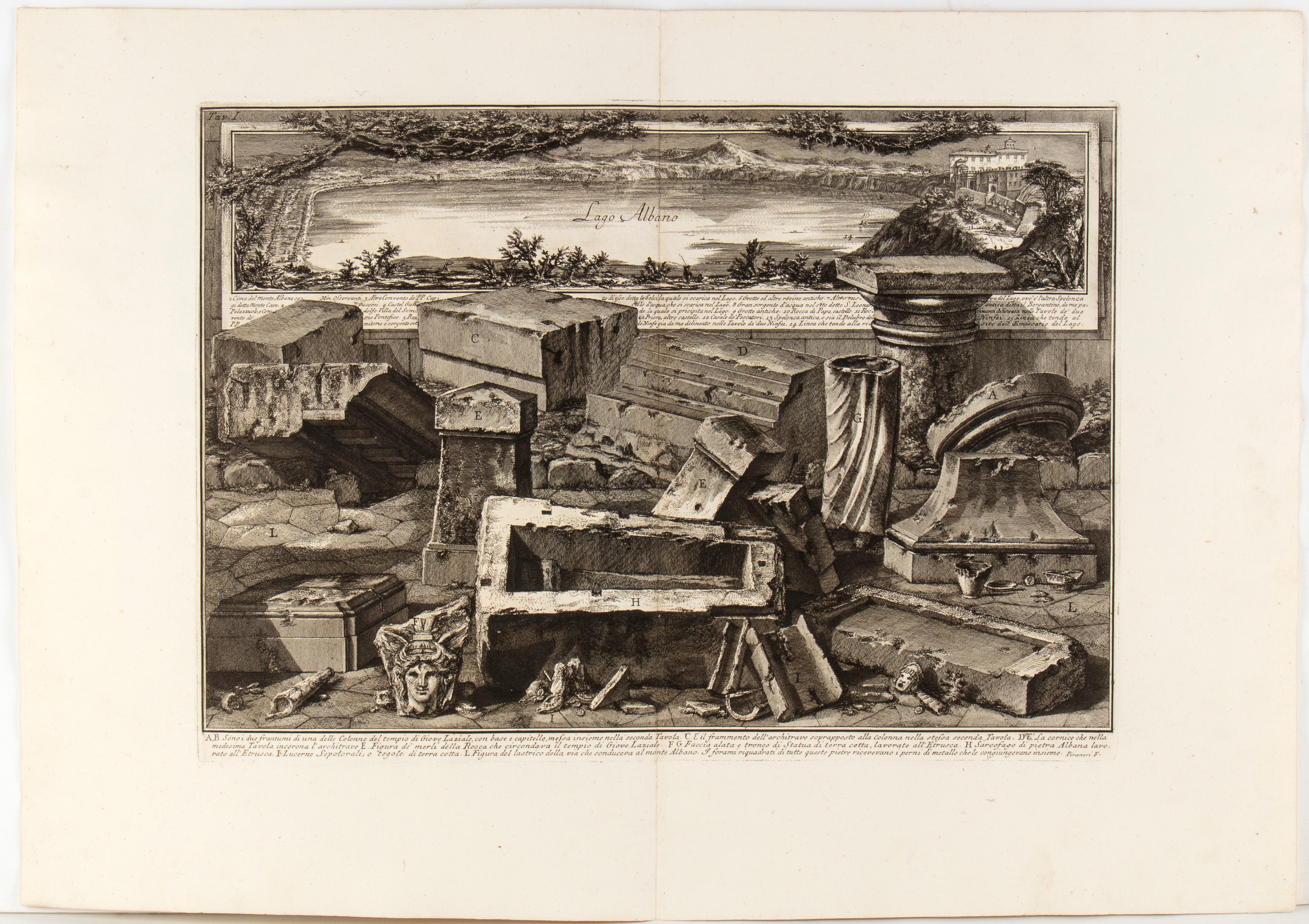Giovanni Battista Piranesi - Antichità d’Albano e Castel Gandolfo: Emissario del Lago Albano e du...