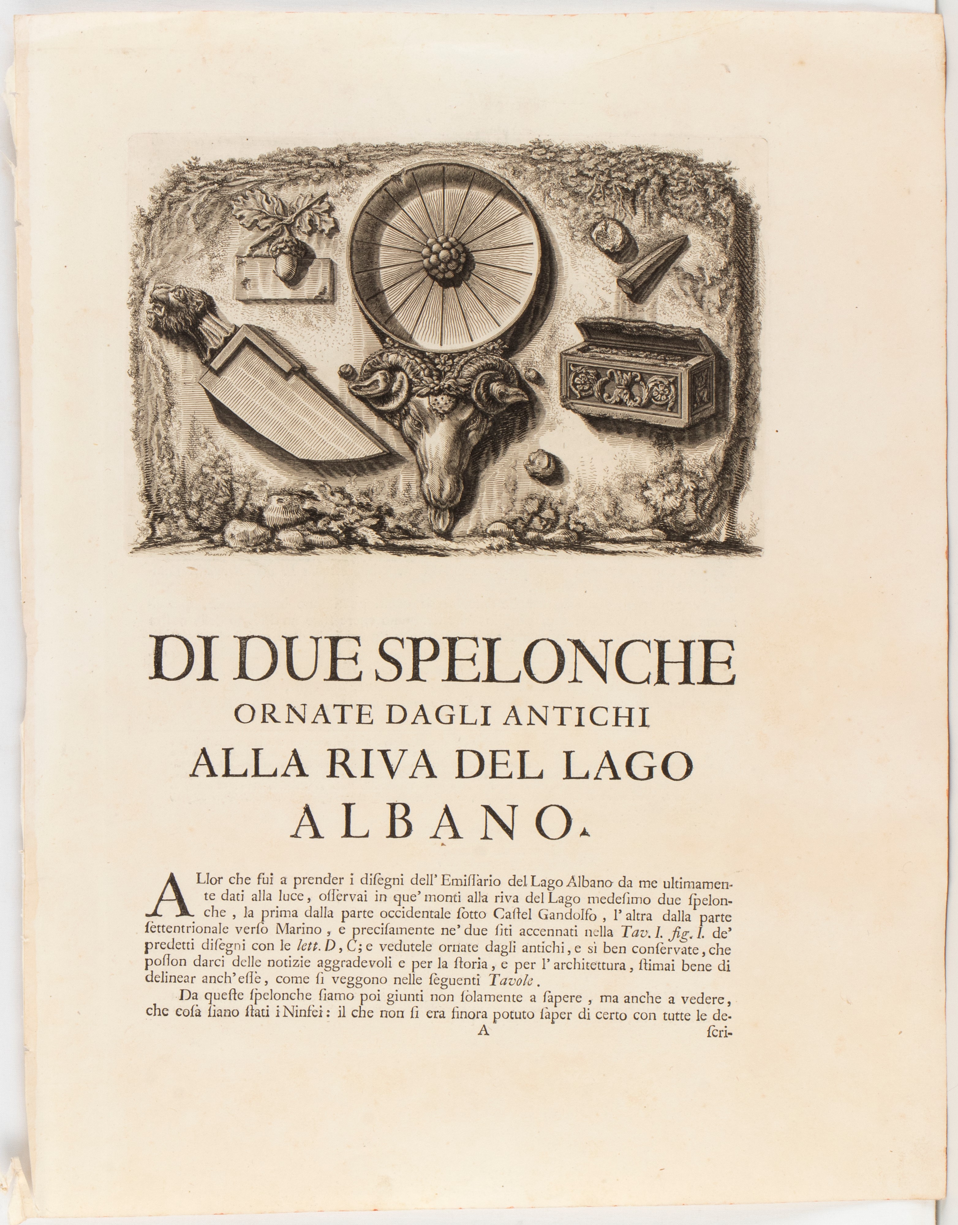 Giovanni Battista Piranesi - Antichità d’Albano e Castel Gandolfo: Emissario del Lago Albano e du...