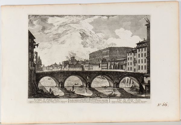 Jean Barbault - View of Ponte Sisto | Tiber River shoreline towards the Mouth of Truth | View of the Piazza di Monte Citorio