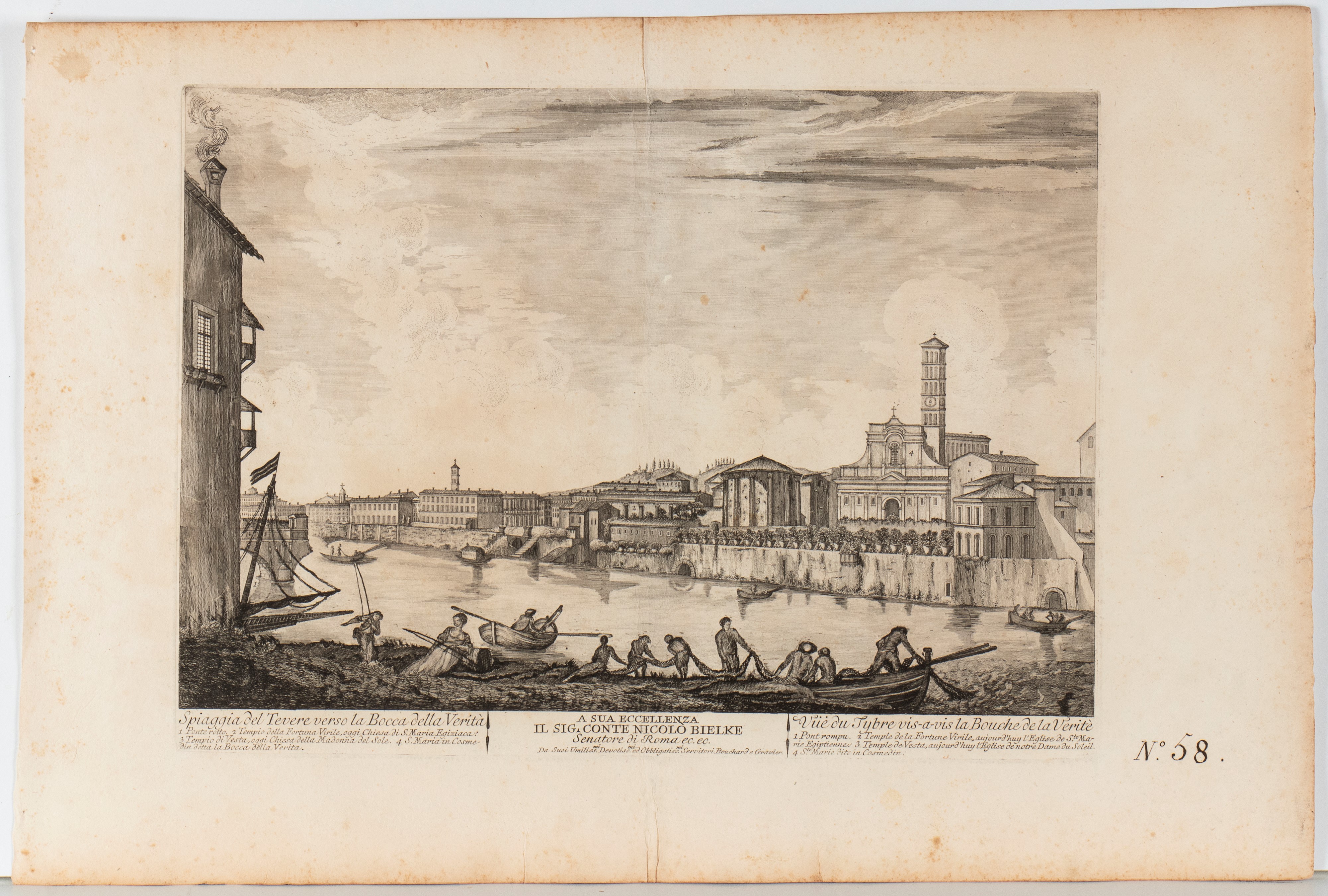Jean Barbault - Veduta di Ponte Sisto; Spiaggia del Tevere verso la Bocca della Verità; Veduta de...