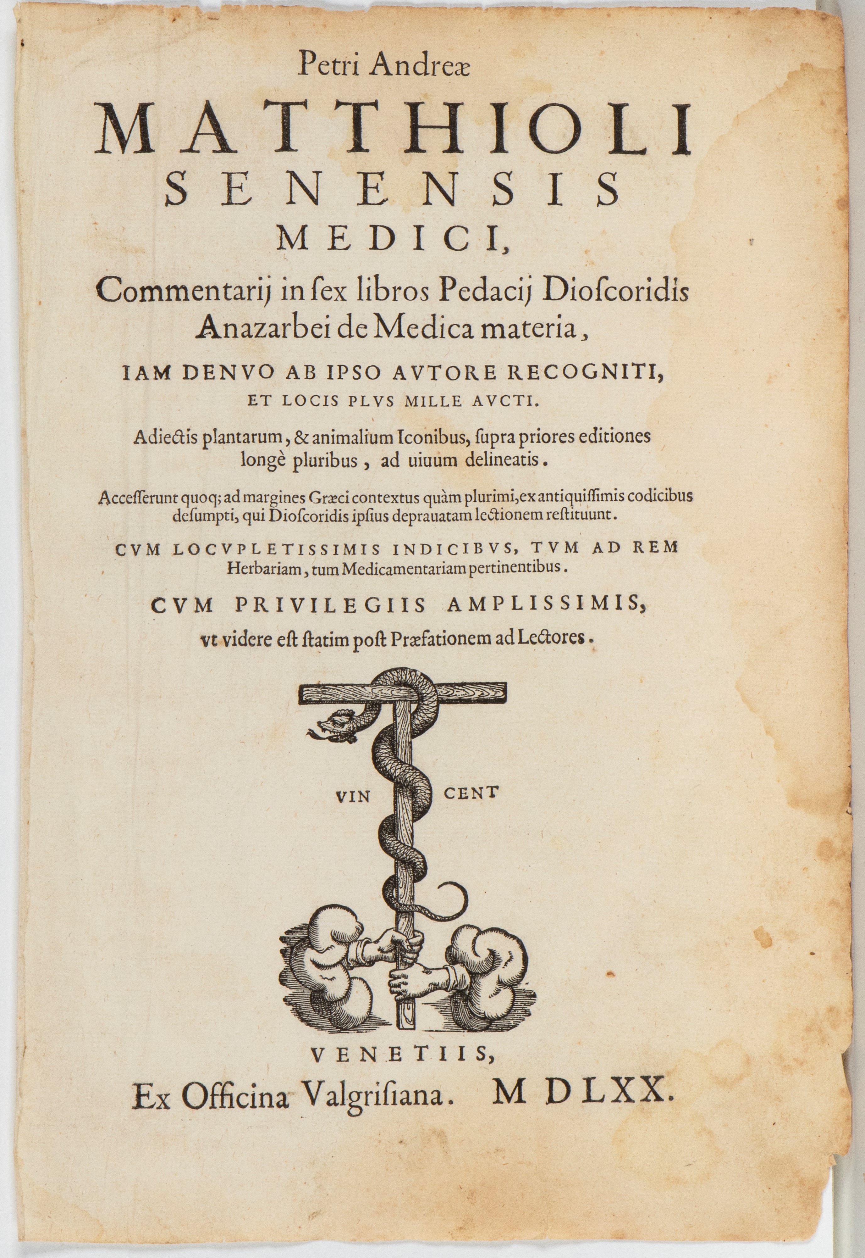 Pietro Andrea Mattioli - Commentarii in sex libros Pedacii Dioscoridis — serie di 56 tavole a inc...