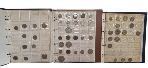 ESTERE. 3 album contenenti 358 monete XX secolo. ROMANIA-OLANDA-ESTONIA-LETTONIA-LITUANIA. Nominali, metalli, date e conservazioni varie. Argento escluso.