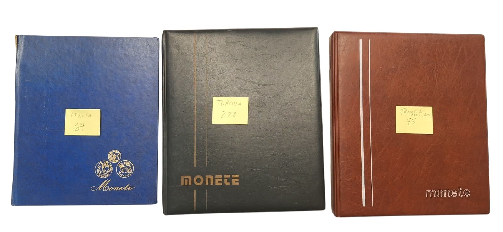 Estere. 3 Album Contenenti 372 Monete XX Secolo. Italia-turchia-francia. Nominali, Metalli, Date ...