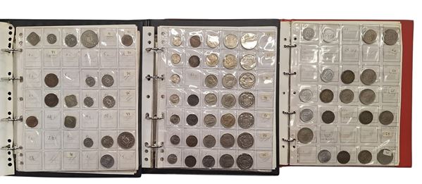 ESTERE. 3 album contenenti 400 monete XX secolo. ANTILLE OLANDESI-ARUBA-BELGIO-CECOSLOVACCHIA. Nominali, metalli, date e conservazioni varie. Argento escluso.