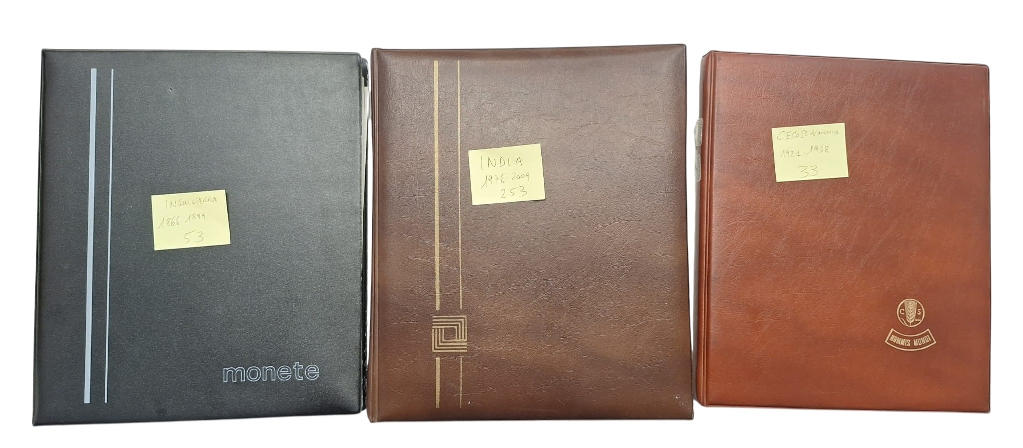 Estere. 3 Album Contenenti 339 Monete XIX-XX Secolo. Inghilterra-india-cecoslovacchia. Nominali, ...