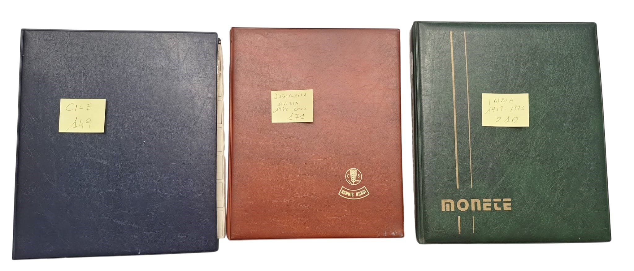 Estere. 3 Album Contenenti 530 Monete XX Secolo. Cile-jugoslavia-serbia-india (1939-1975). Nomina...