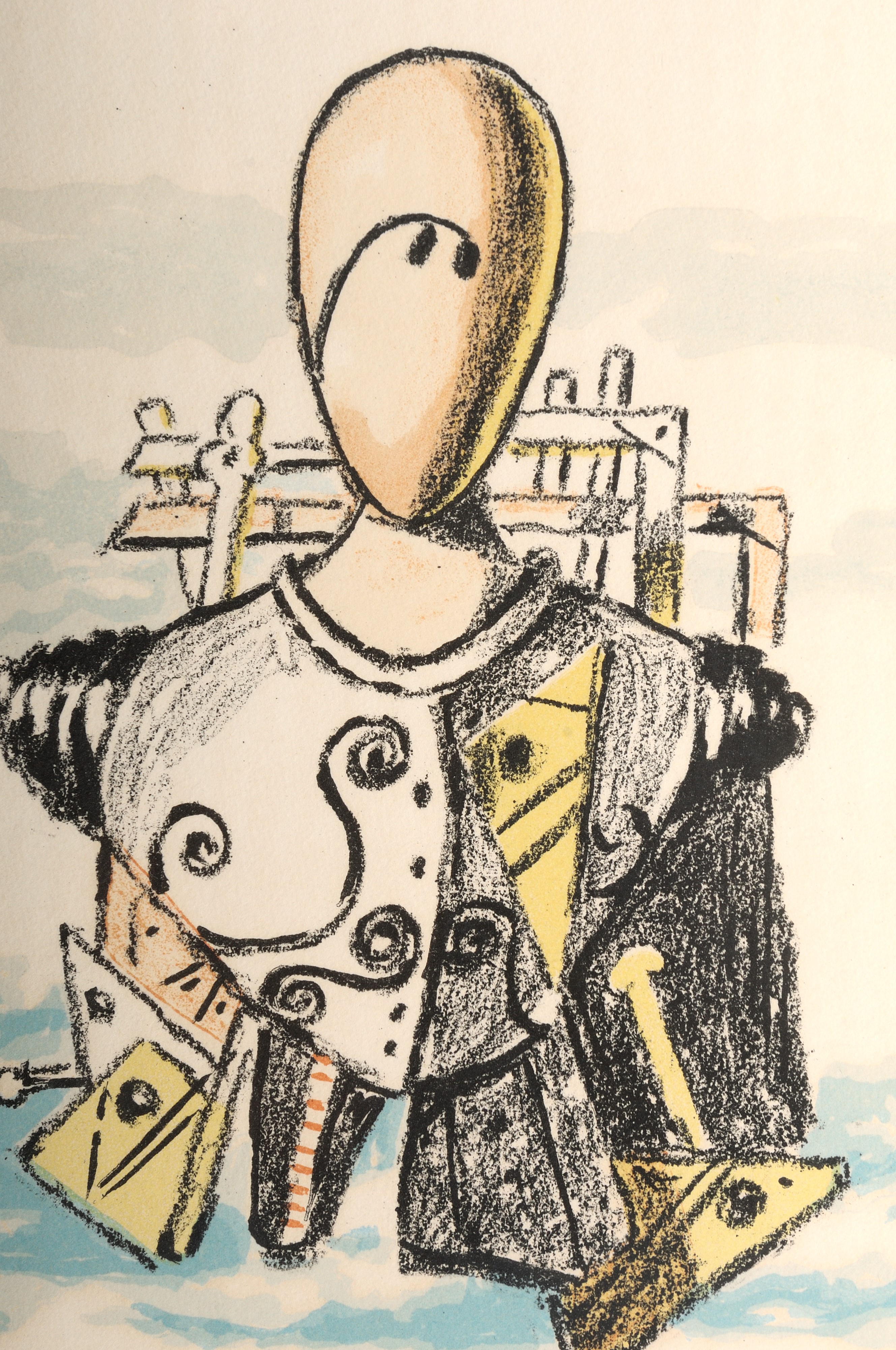 Giorgio De Chirico - "il Trovatore Vegente ", Multiplo su Carta