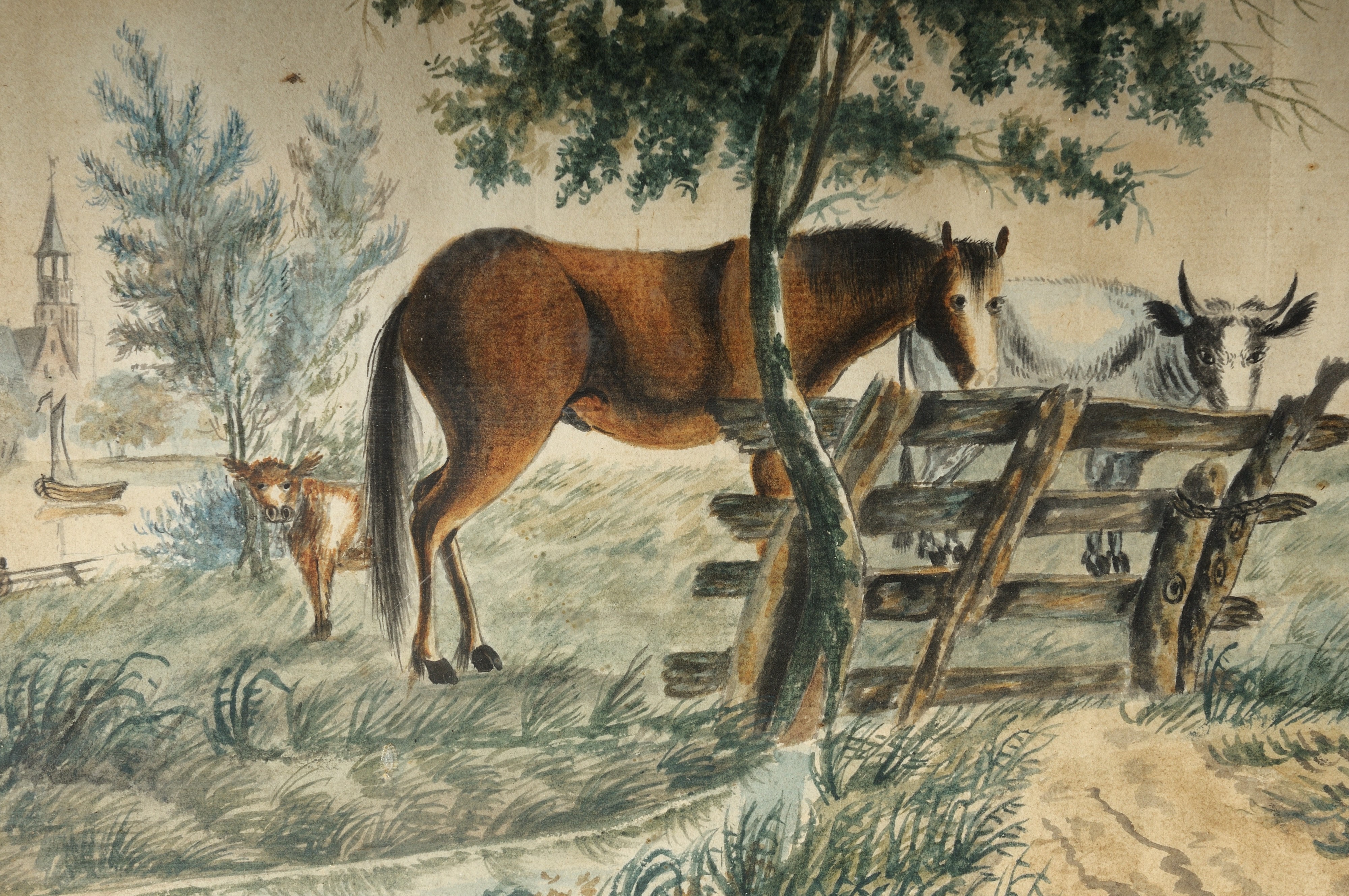 Veduta di Campagna con Animali e Figure