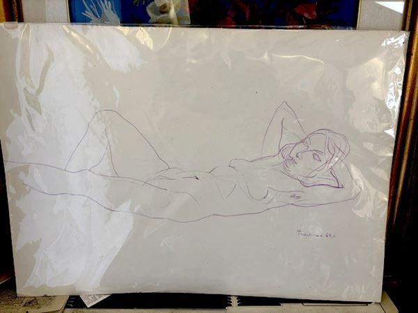 Nudo di donna, disegno a pennarello
