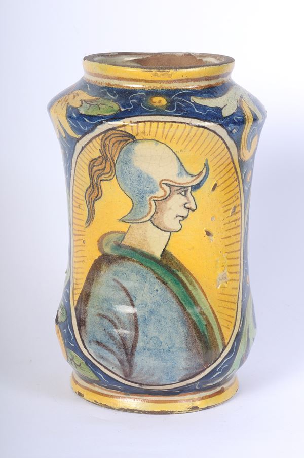 Polychrome ceramic pharmacy jar