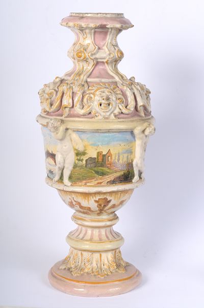Vaso in Ceramica Policroma a Balaustro