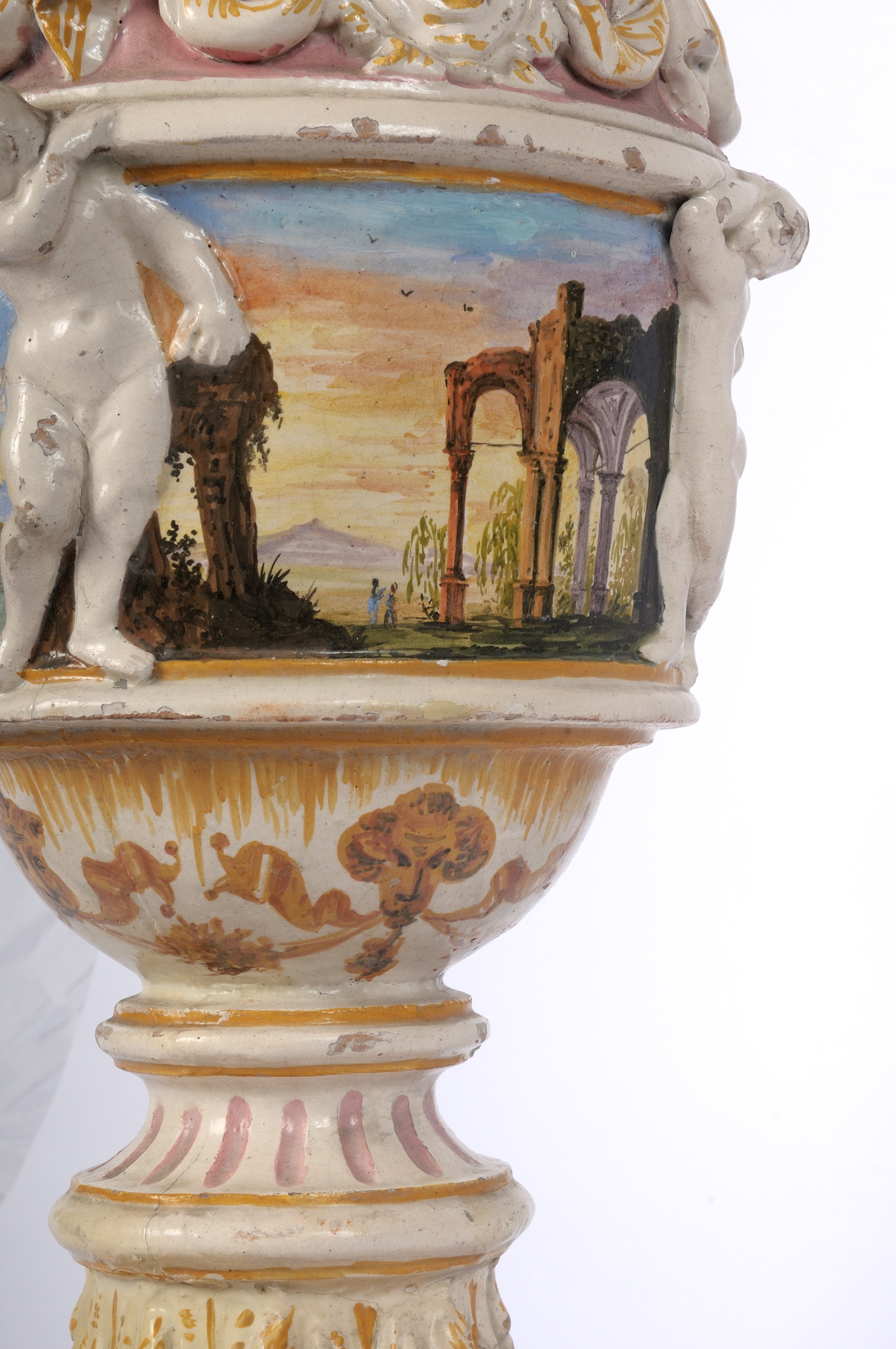 Vaso in Ceramica Policroma a Balaustro