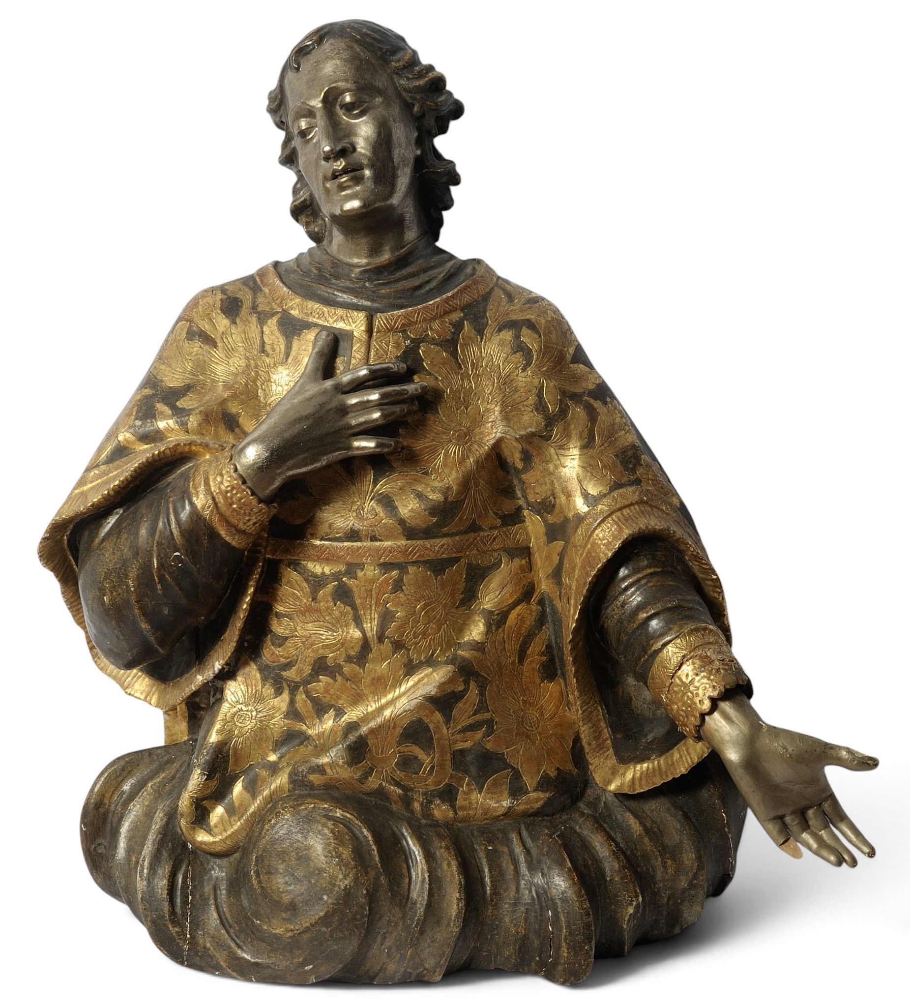 Ritratto di Santo. Probabile Santo Stefano - Scultura in Legno da Altare