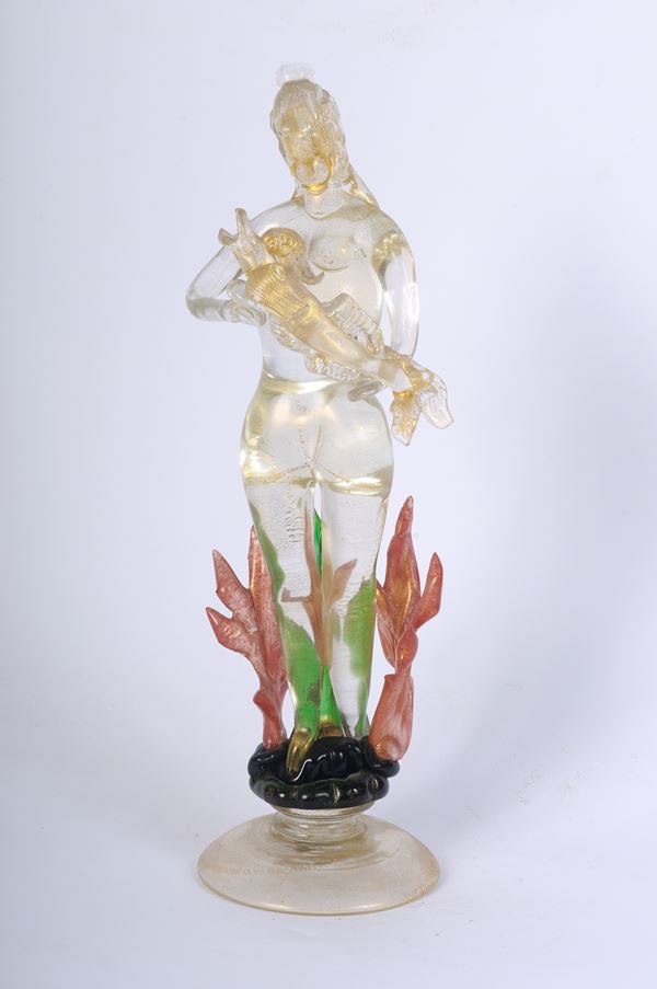 Stylized female figure - in glass