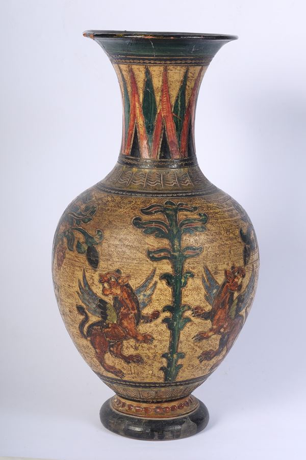 Manifattura Milani, Vaso ad urna in terracotta ingobbiata