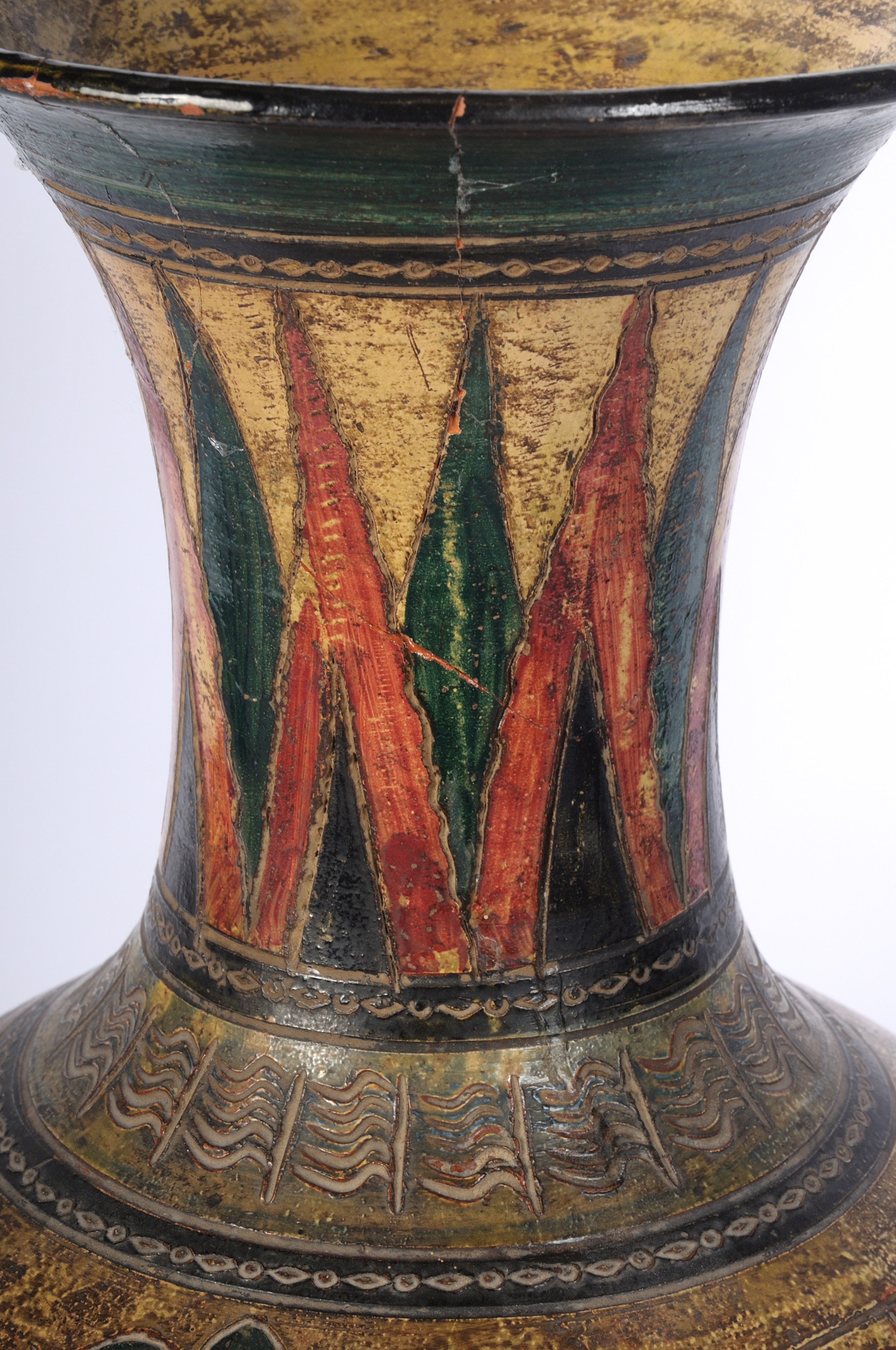Manifattura Milani, Vaso Ad Urna in Terracotta Ingobbiata