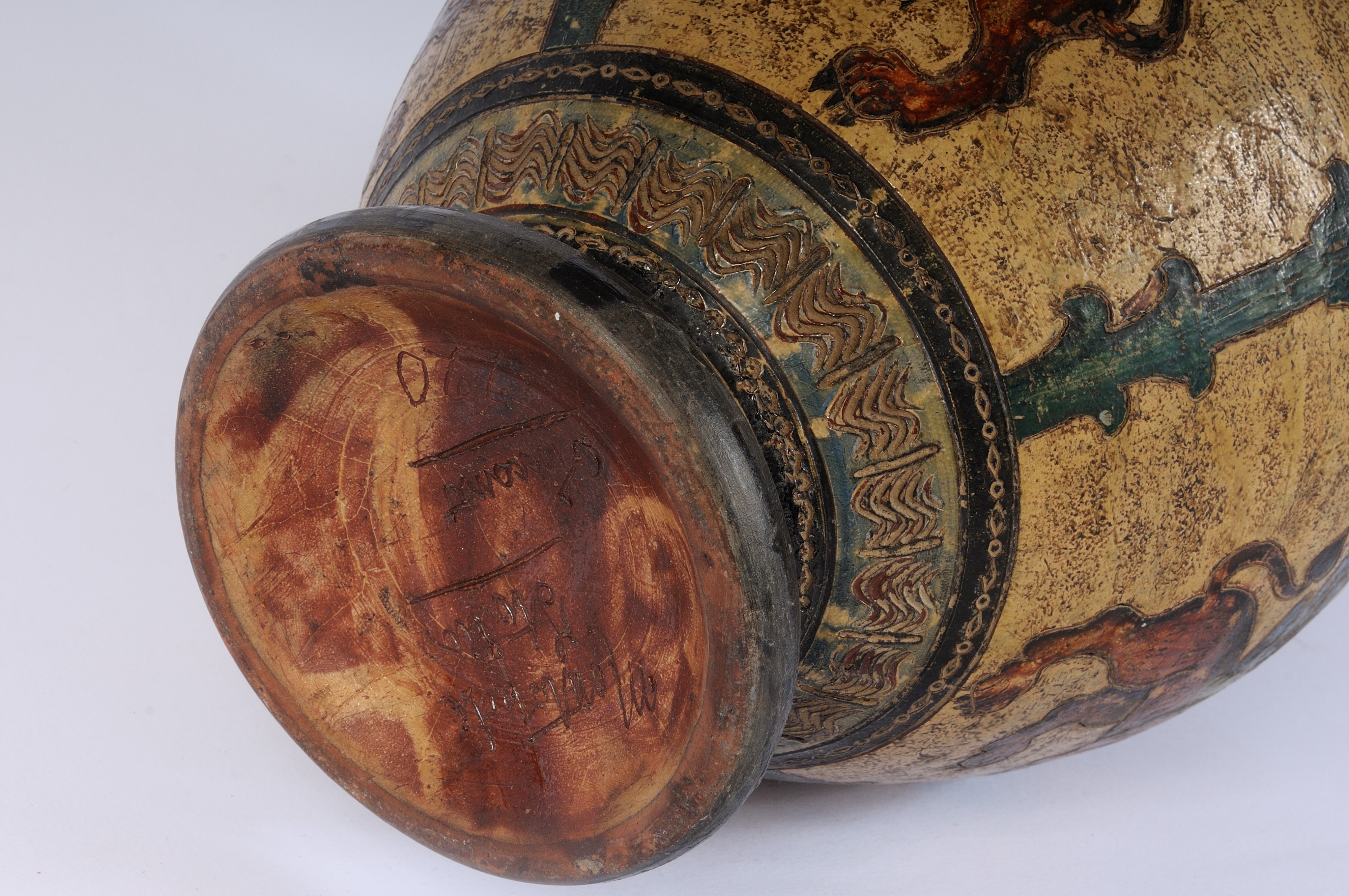 Manifattura Milani, Vaso Ad Urna in Terracotta Ingobbiata