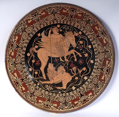 Piatto da Pompa in Ceramica Policroma