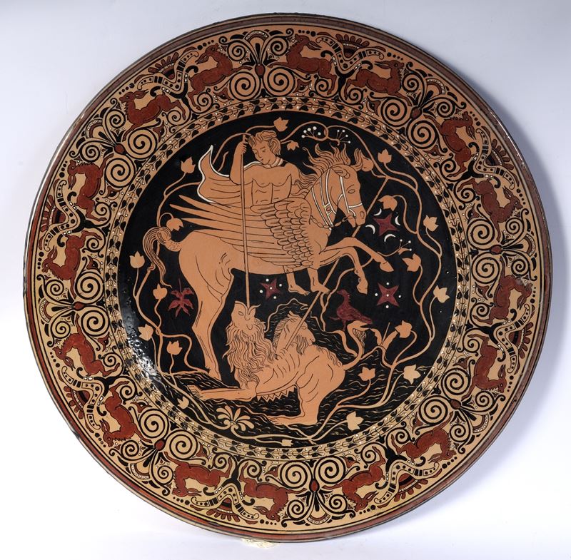 Piatto da Pompa in Ceramica Policroma