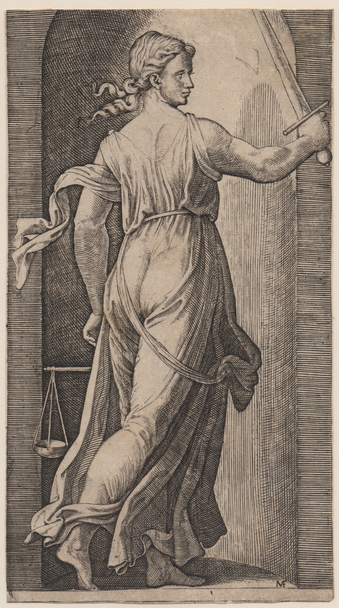 Marcantonio Raimondi - Carità e Giustizia (due incisioni dalla serie delle Virtù)