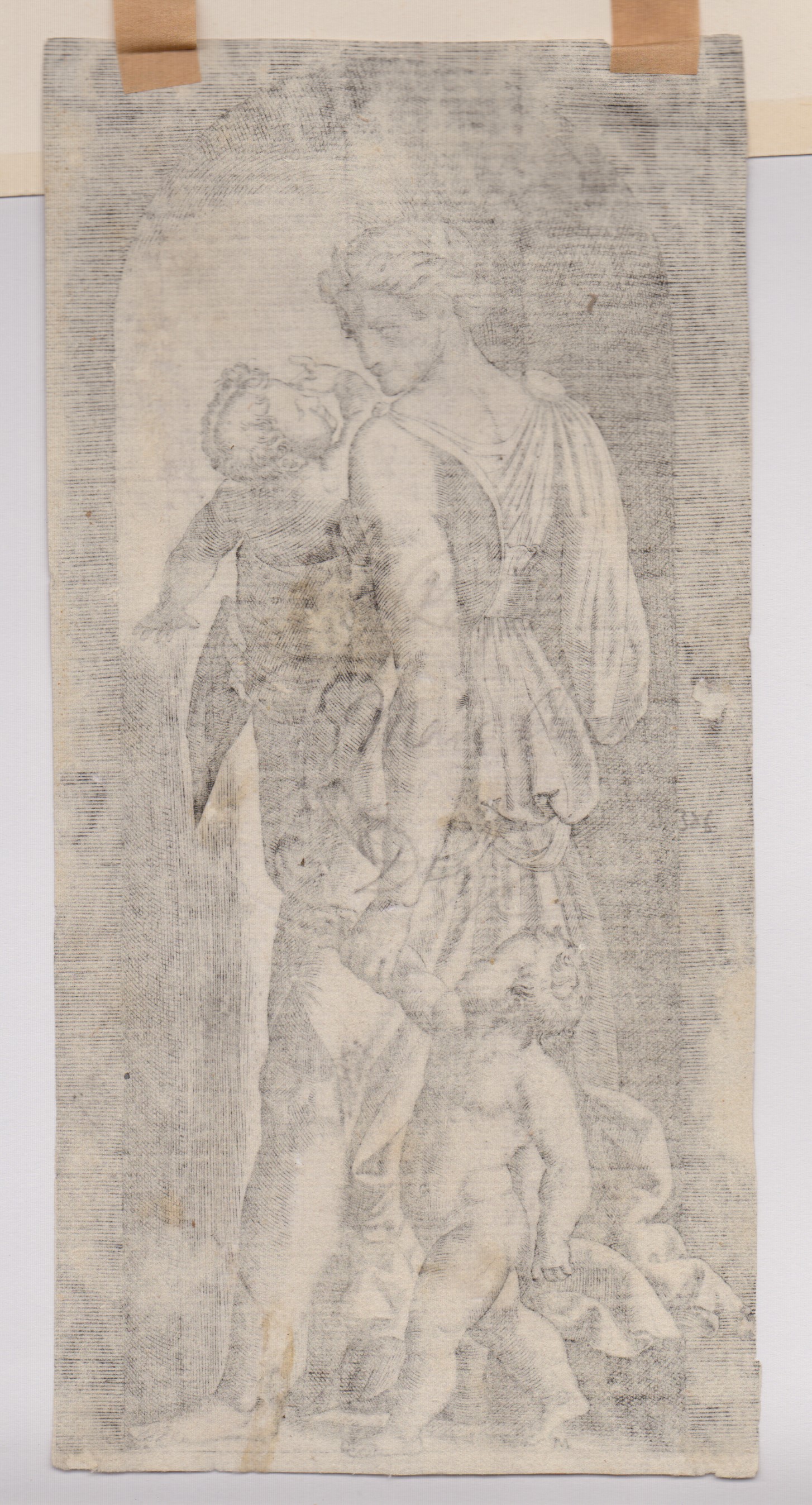 Marcantonio Raimondi - Carità e Giustizia (due incisioni dalla serie delle Virtù)