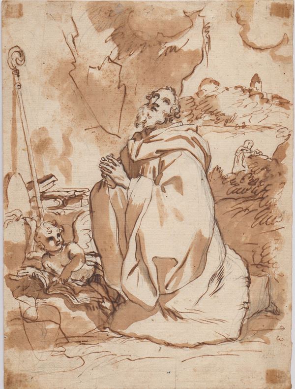 Santo vescovo in preghiera 