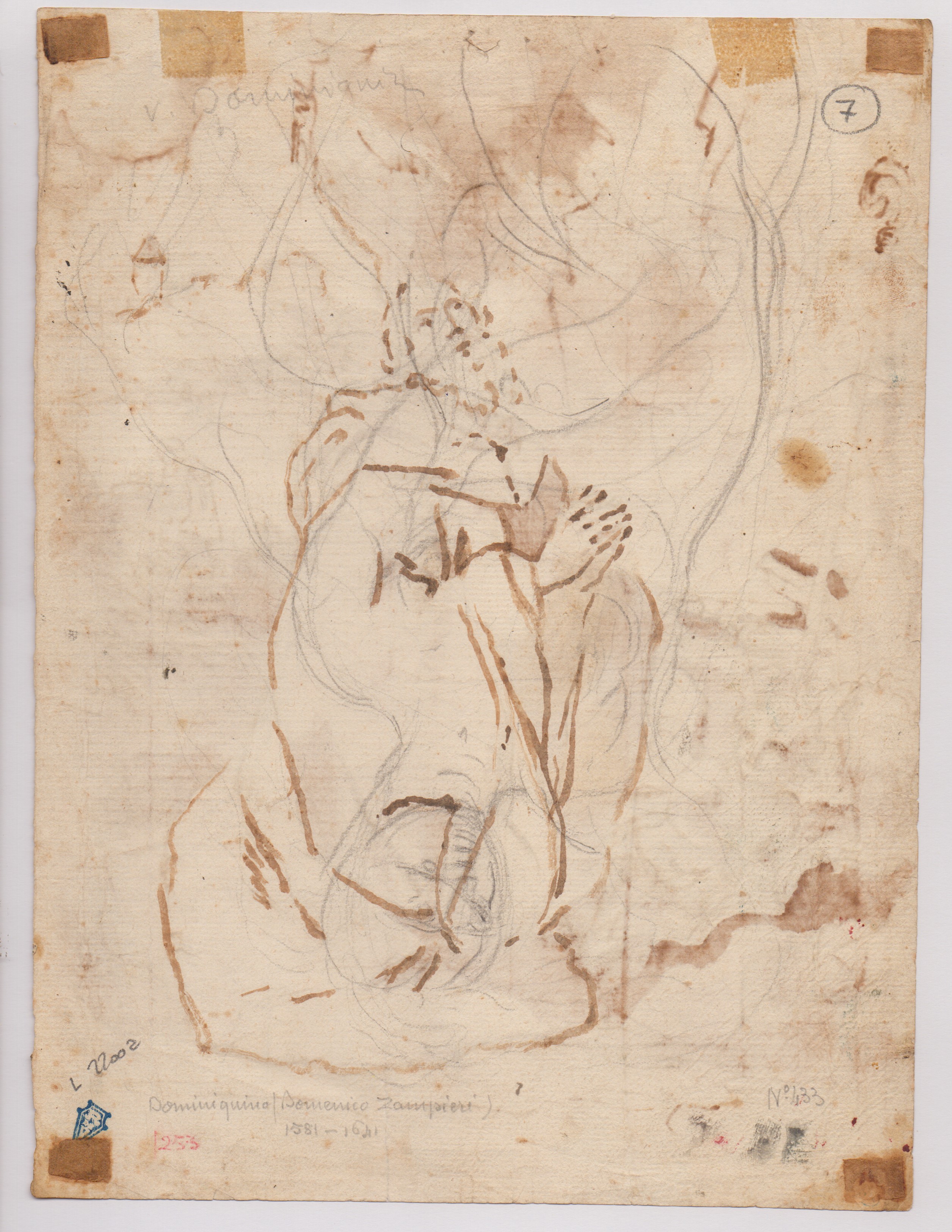 Artista bolognese del XVII secolo, Santo vescovo in preghiera