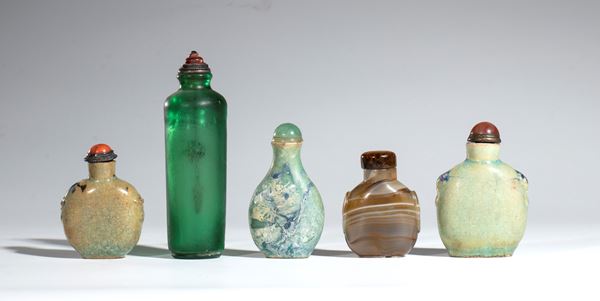 Group of five snuffboxes. China, 19th-20th century