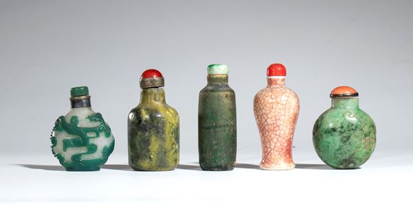 Group of five snuffboxes. China, 19th-20th century