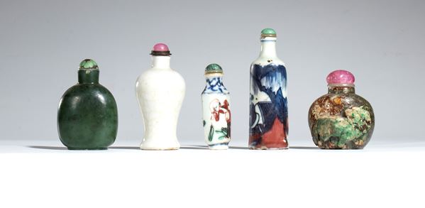 Group of five snuffboxes. China, 19th-20th century
