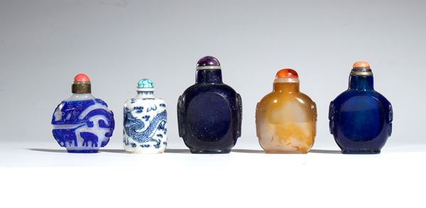 Group of five snuffboxes. China, 19th-20th century
