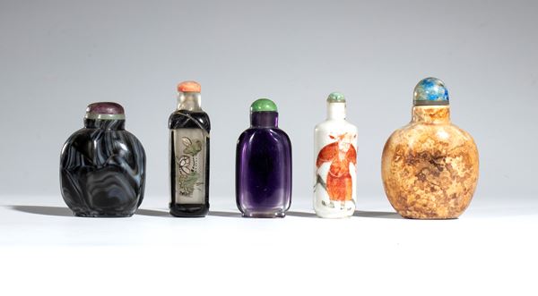 Group of five snuffboxes. China, 19th-20th century 