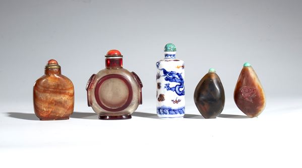 Group of five snuffboxes. China, 19th-20th century