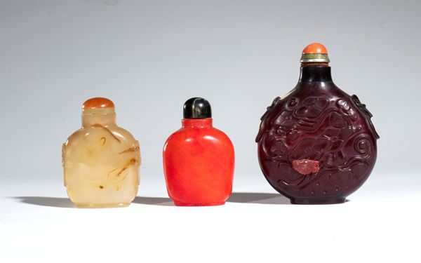 Group of three snuffboxes. China, 19th-20th century