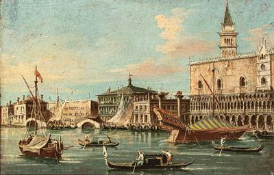 Veduta di Palazzo Ducale dal Bacino di San Marco, olio su tela