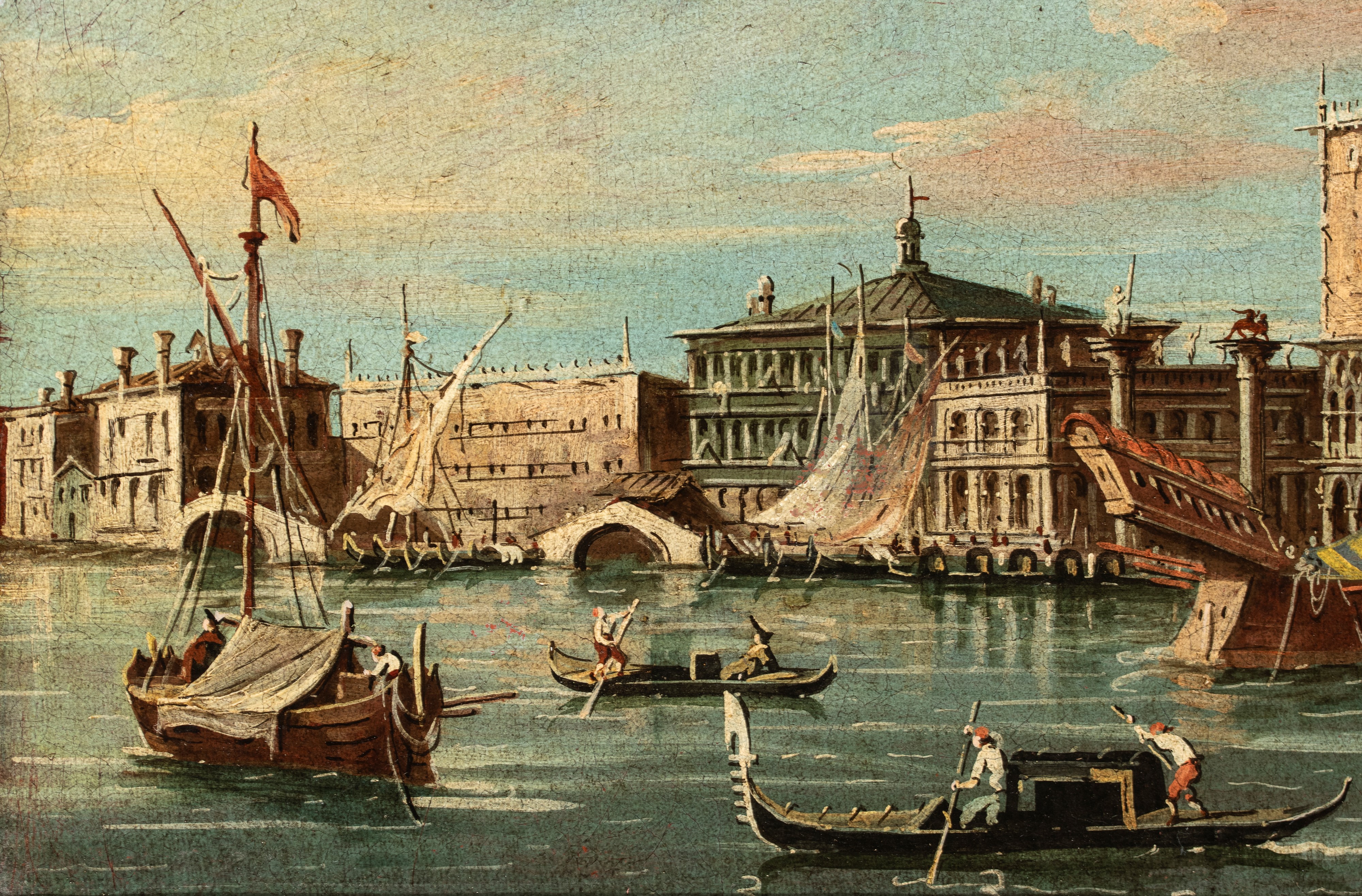 Artista Veneto, XIX Secolo - Veduta di Palazzo Ducale dal Bacino di San Marco, olio su tela