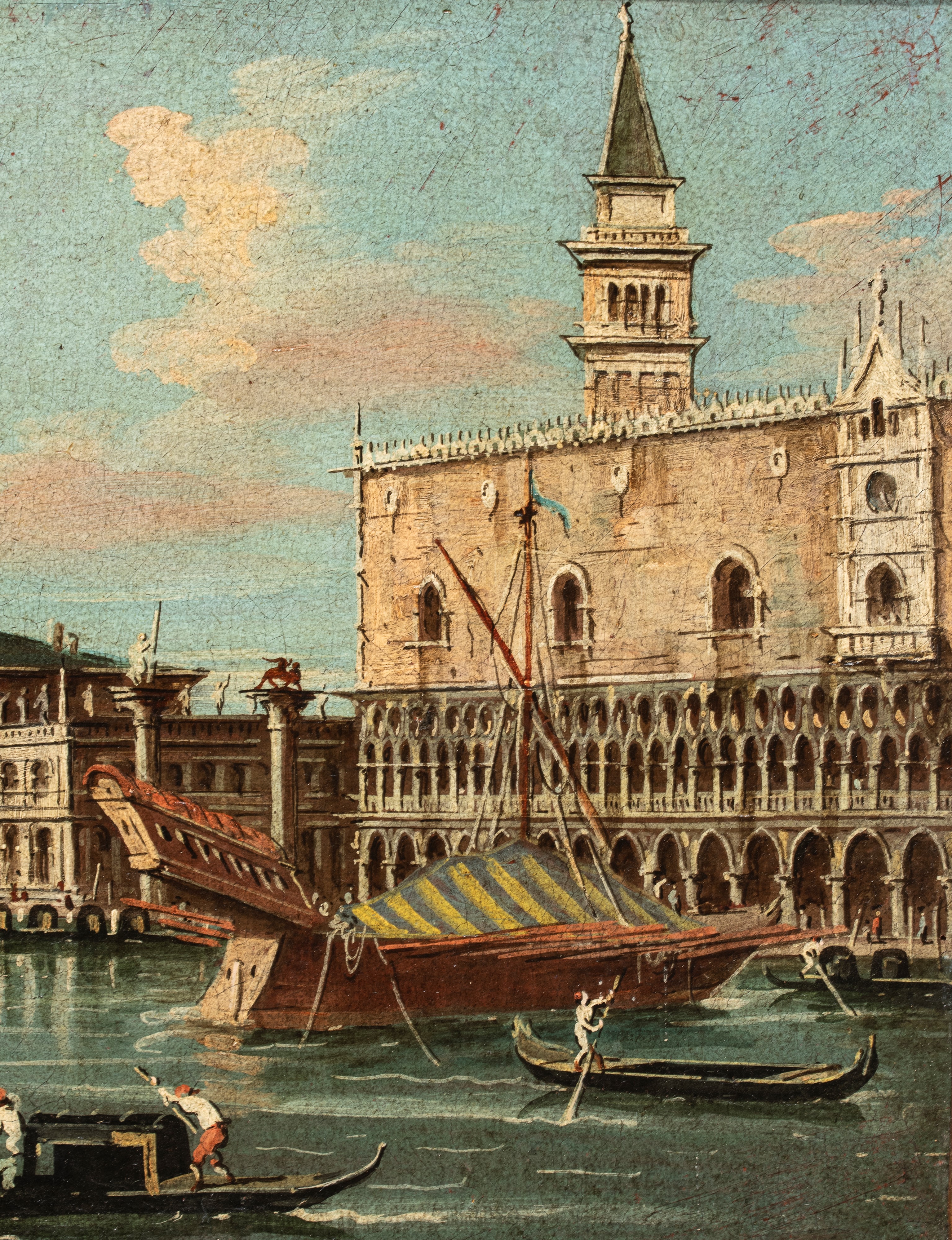 Artista Veneto, XIX Secolo - Veduta di Palazzo Ducale dal Bacino di San Marco, olio su tela