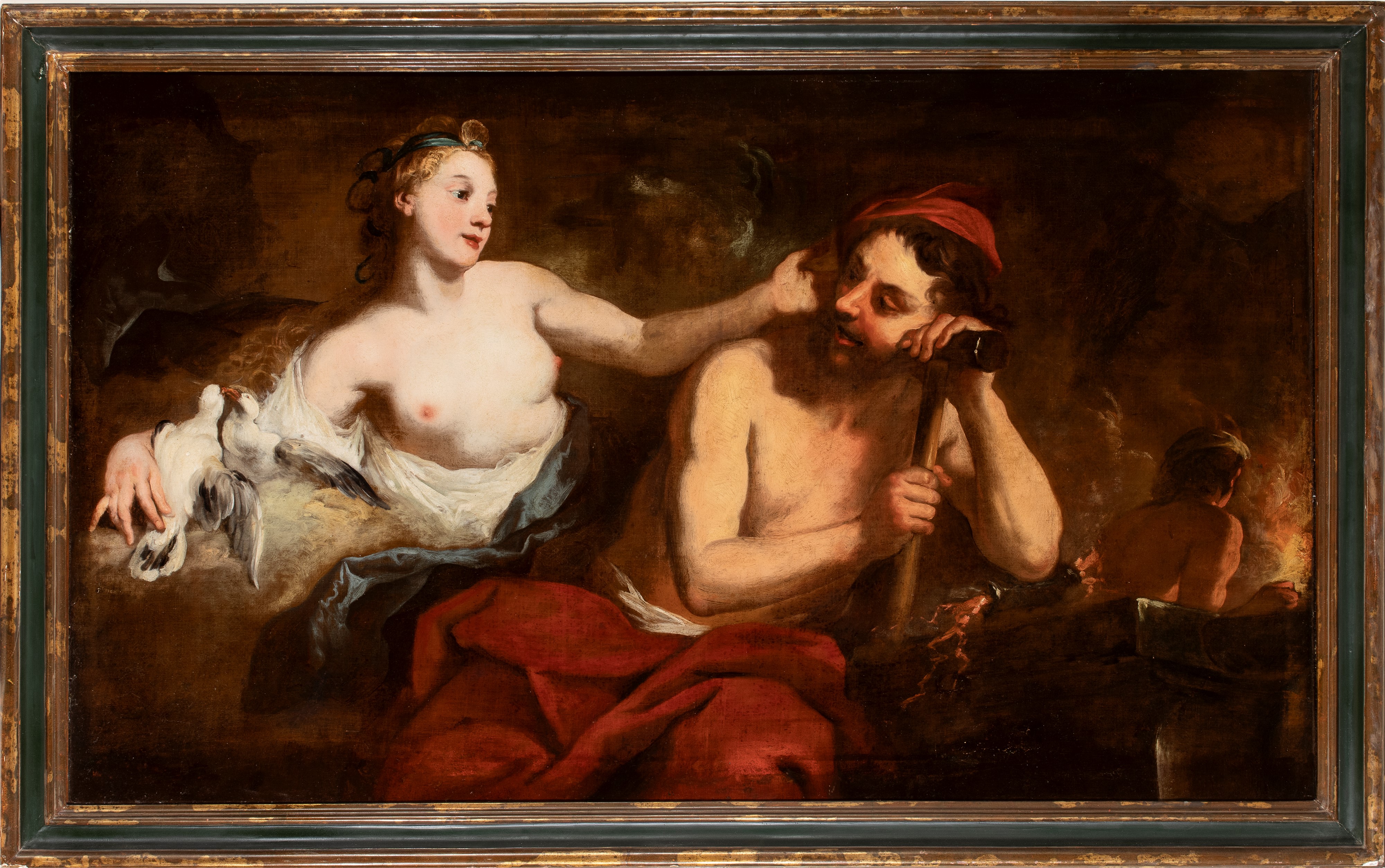 Artista Francese, XVIII Secolo - Venere nella fucina di Vulcano, olio su tela