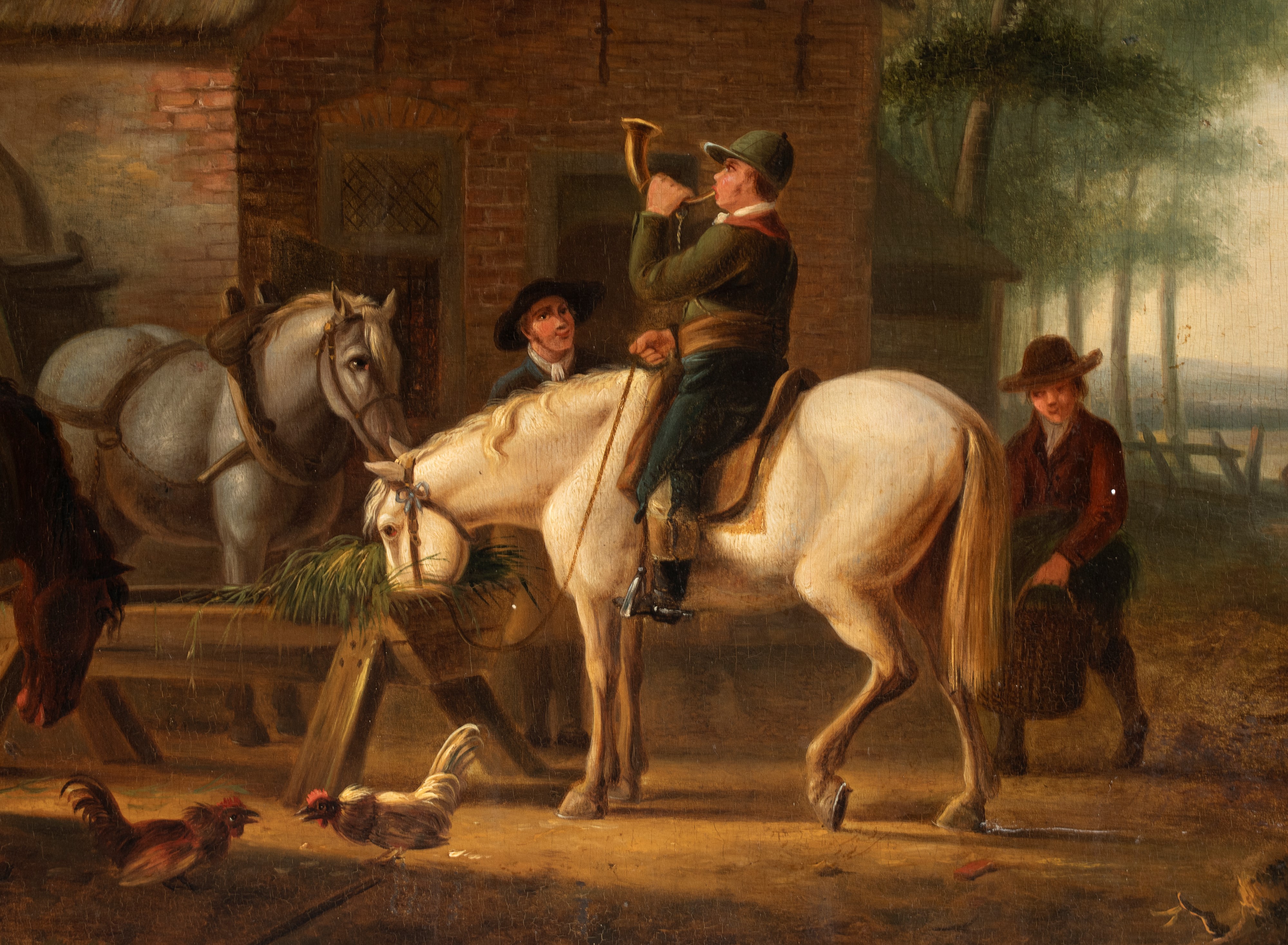 Ary Johannes Lamme - Sosta di cavalli alla mangiatoia, olio su tavola