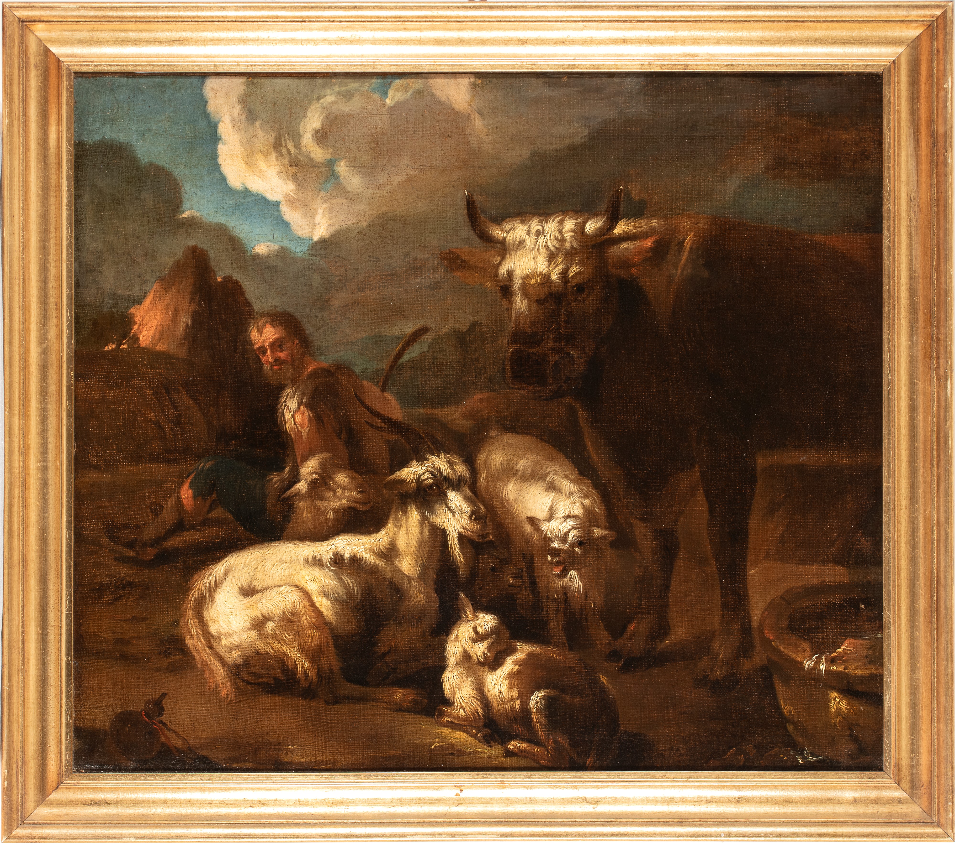 Philipp Peter Roos Detto Rosa da Tivoli - Pastore a riposo con armenti, olio su tela