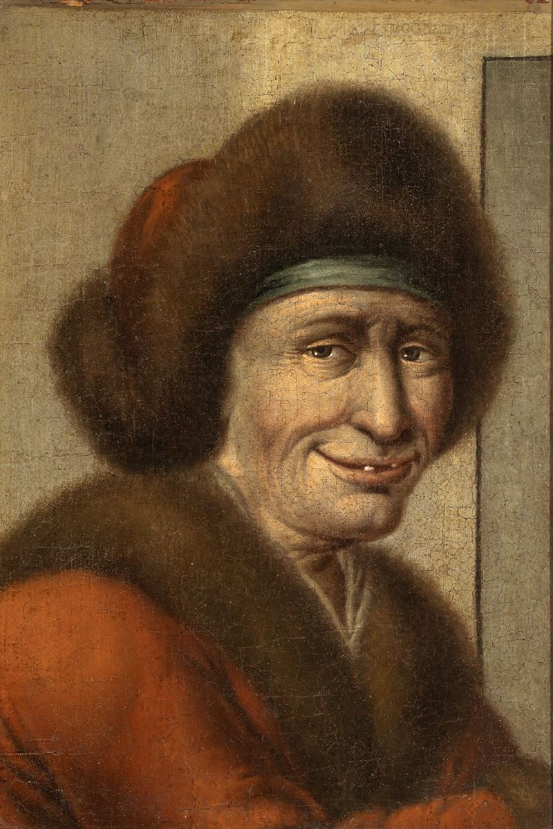 Artista Lombardo, XVIII Secolo - Testa grottesca, olio su tavola