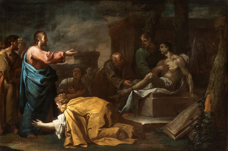 Artista Napoletano, XVIII Secolo - Resurrezione di Lazzaro, olio su tela