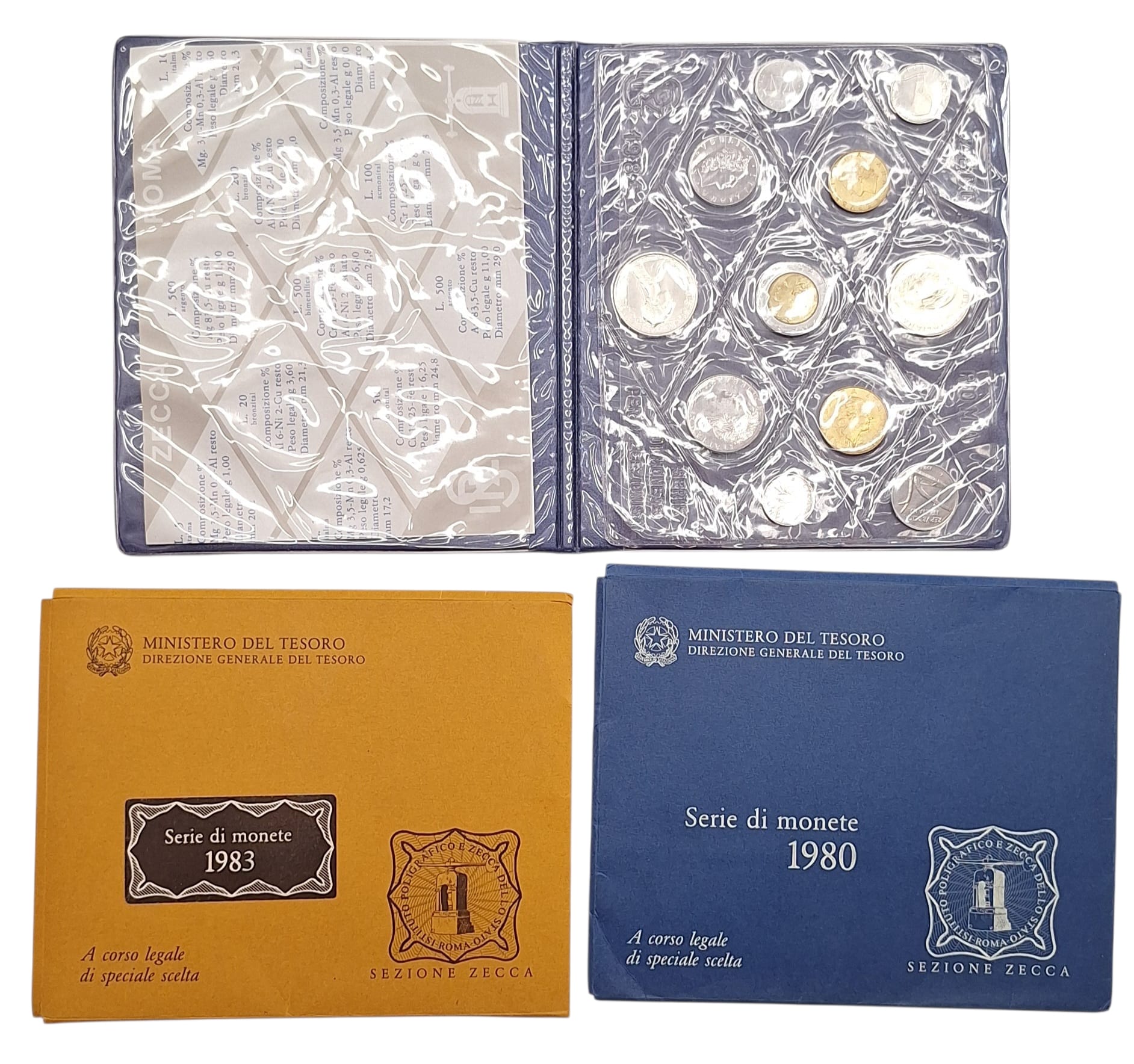 Repubblica Italiana. Lotto di 6 Divisionali. 1980, 1983 con Argento; 1986, 1989, 1992, 1995 con D...