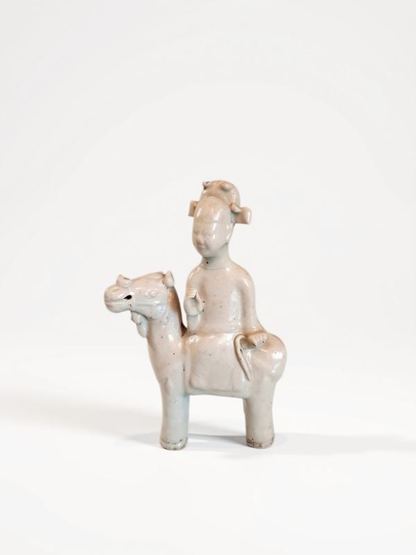 Qingbai porcelain equestrian figure. China, probably Song Dynasty 10th-12th or later. 