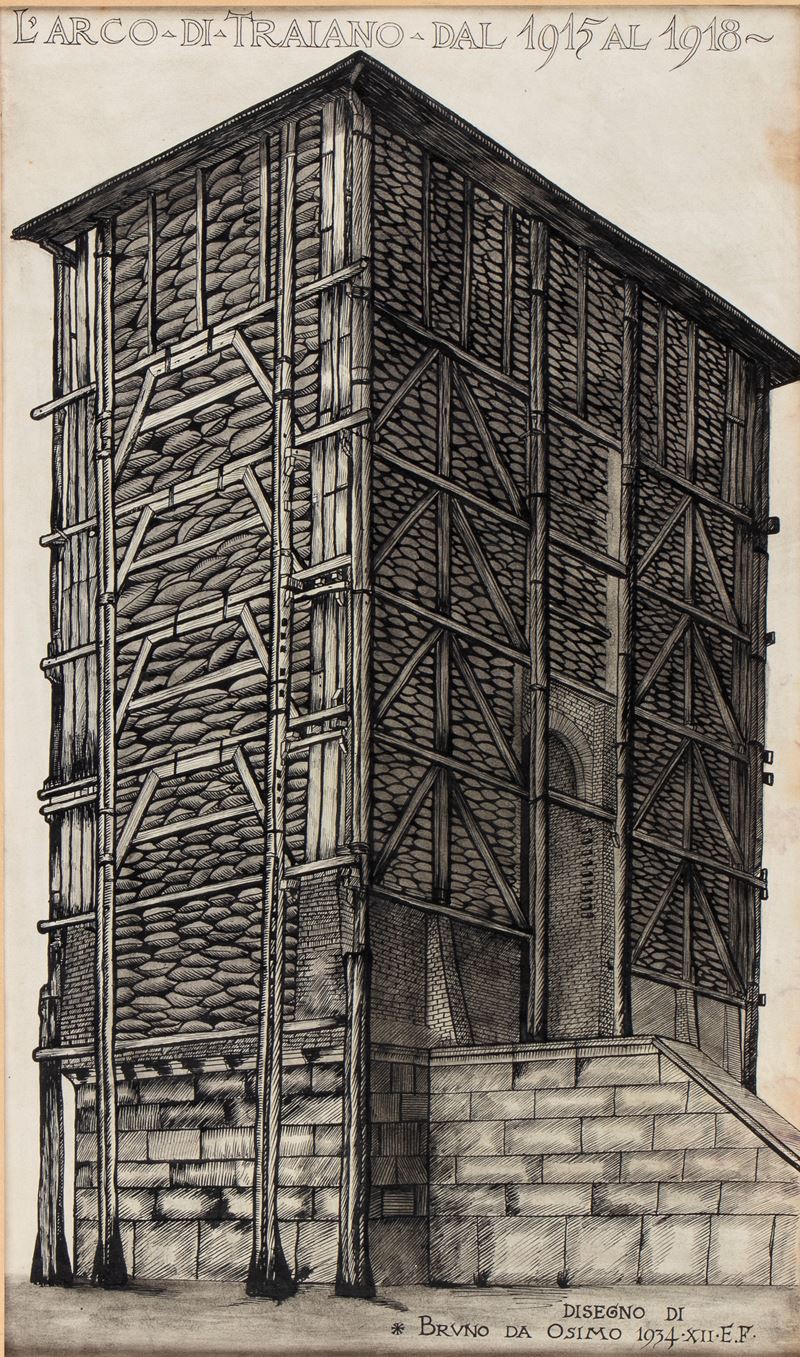 Bruno Marsili (bruno da Osimo) - Bruno da Osimo, L’Arco di Traiano (dal 1915 al 1918), penna e in...
