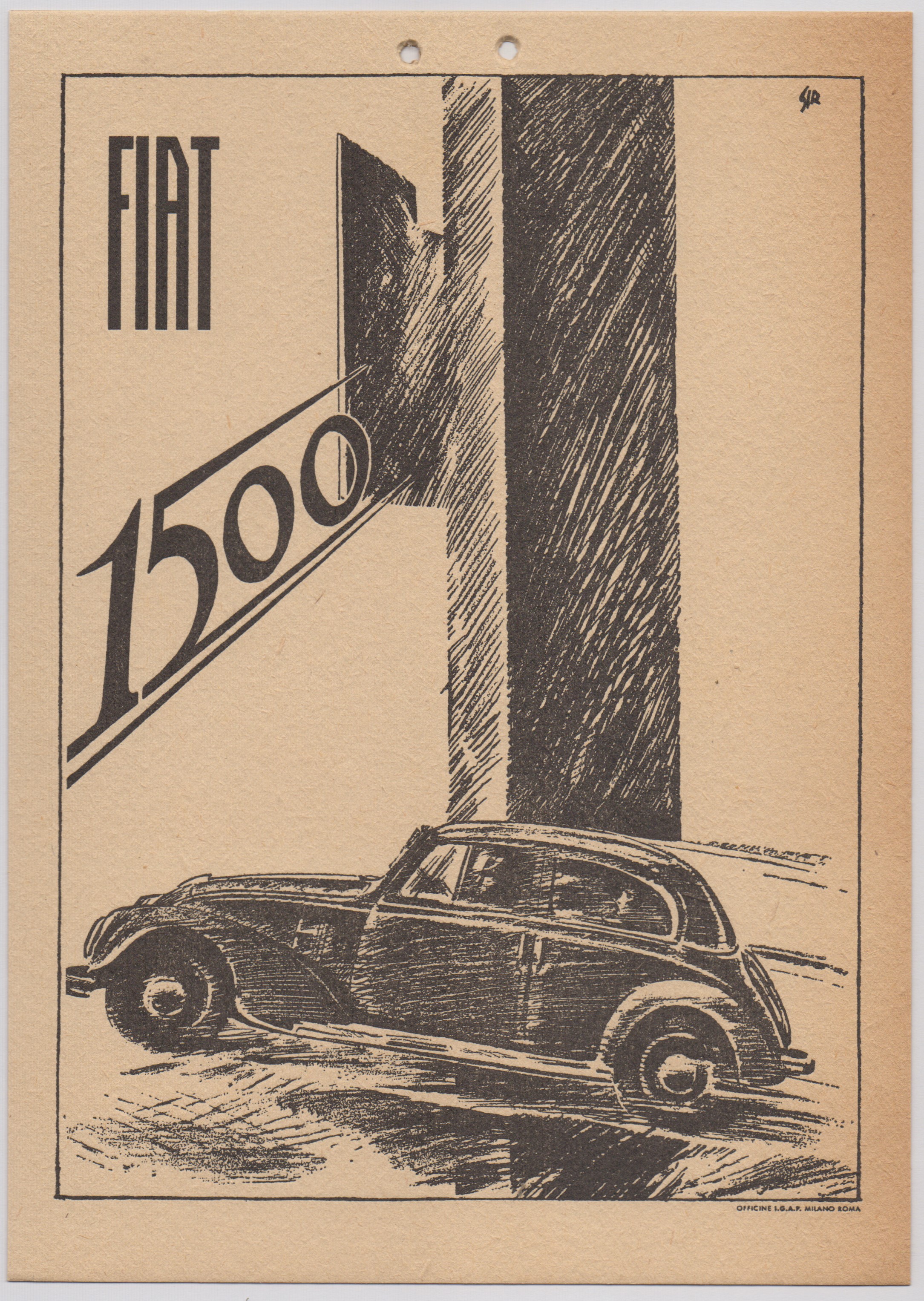 Cartellini pubblicitari FIAT «La nuova Balilla» e «Fiat 1500», litografia su carta